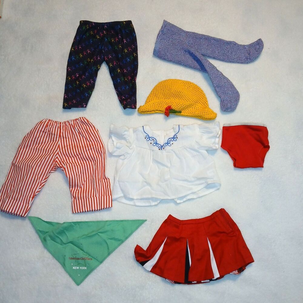 American Girl Doll Clothing Lot of 8 Pieces Pants Top Hat Scarf Tights No Doll